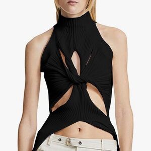 Amazon Black Cutout Halter Top